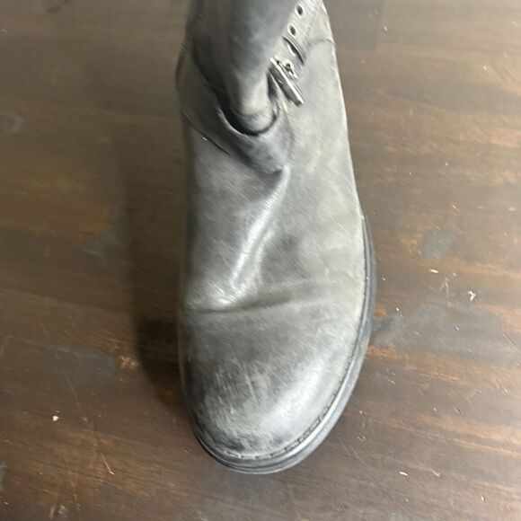 Aquatalia Womens Gray Suede Buckle Block Heels Ankle Boots Shoes Size 10 - Picture 10 of 15